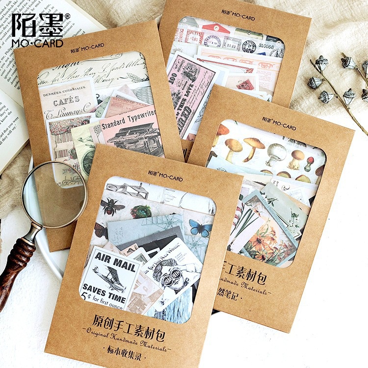 Sticker vintage và giấy nền retro set 36 tờ trang trí điện thoại sổ tay thẻ làm đồ DIY bullet journal HD102-K77
