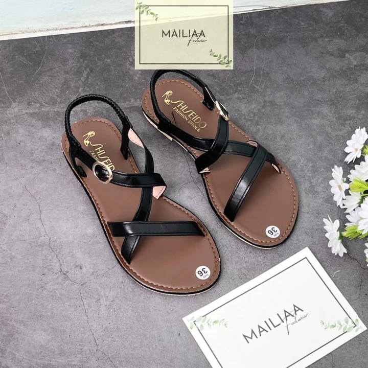 Sandal nữ, sandal nữ đế xẹp, sandal chiến binh nữ MAILIAA quai chéo chiến binh gắn nút đai thun