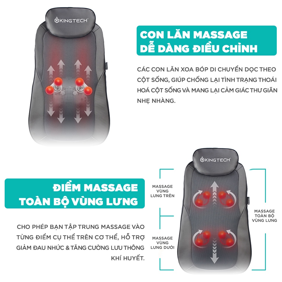 Mô tả Đệm Massage KINGTECH KC-500S - Mát Xa Lưng 3D Chuyên Sâu Dùng Trên Ghế, Kết Hợp Tính Năng Nhiệt Hồng Ngoại - Chính Hãng - 3