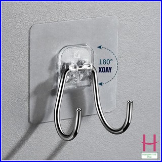 Móc inox chữ V có đầu bọc thép 304 dán tường 2 chân tiện dụng { H }