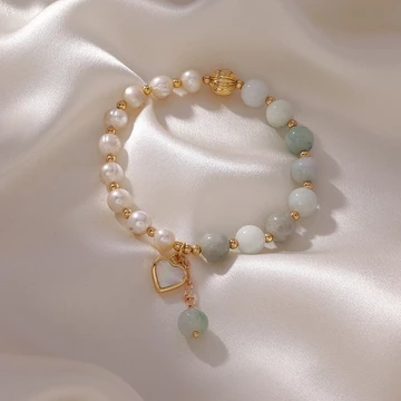 Vòng Đeo Tay Ngọc Trai Hạt Gạo Mix Đá Cẩm Thạch Type A Kiểu Dáng Thanh Lịch - Ngọc Trai Trường Thịnh