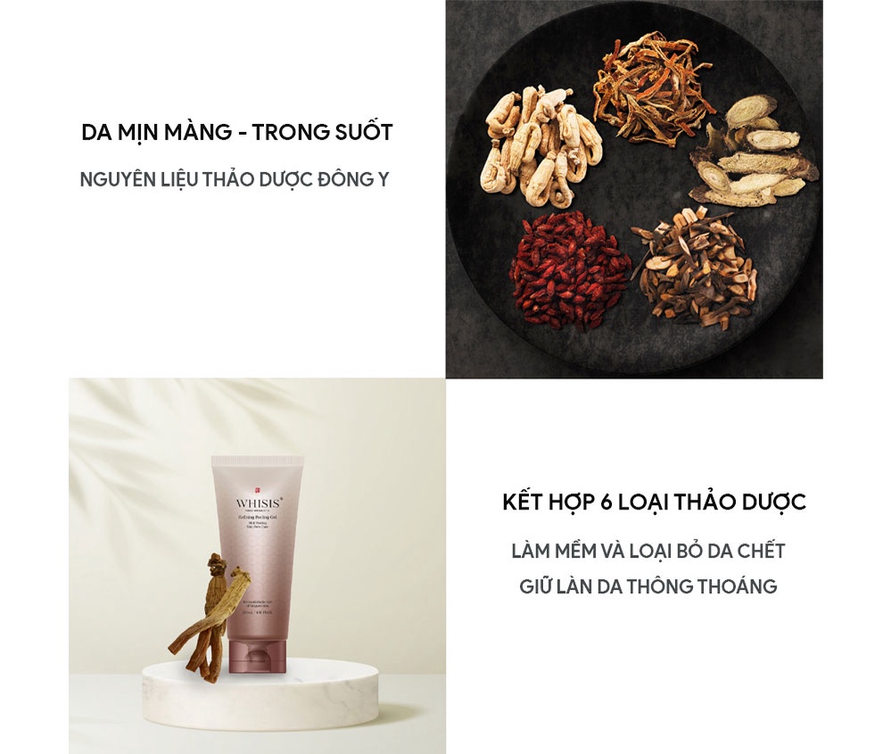 Mô tả Combo 2 Gel Tẩy Da Chết Nguyên Liệu Đông Y WHISIS Giảm Nám Và Sạm Da Cho Da Xỉn Màu, Thâm Sạm 120ml - 2