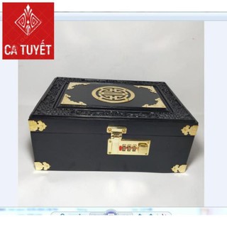 HỘP TRANG SỨC - HỘP ĐỰNG CON DẤU GỖ CAO CẤP CHẠM MẶT KHÓA MÃ SỐ LOẠI 1