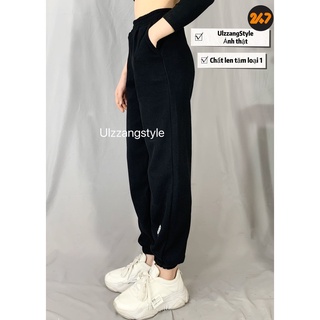 Quần Jogger Bo Gấu Trơn Len Tăm Nữ Unisex 2434/806