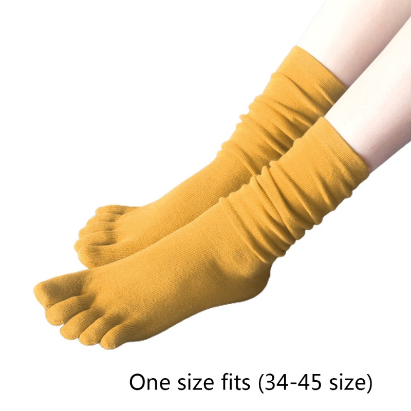 FL Nữ Xuân Thu Năm Ngón Tay Ống Dài Tất Màu Mềm Mại Thường Ngày Thoáng Khí Ngón Chân Tách Yoga Cotton Hosi
