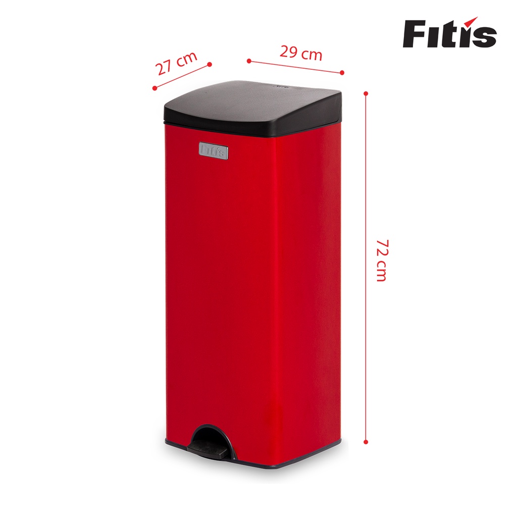 Thùng rác Fitis đỏ, inox fitis sơn tĩnh điện màu đỏ 12L, 15L, 22L ...