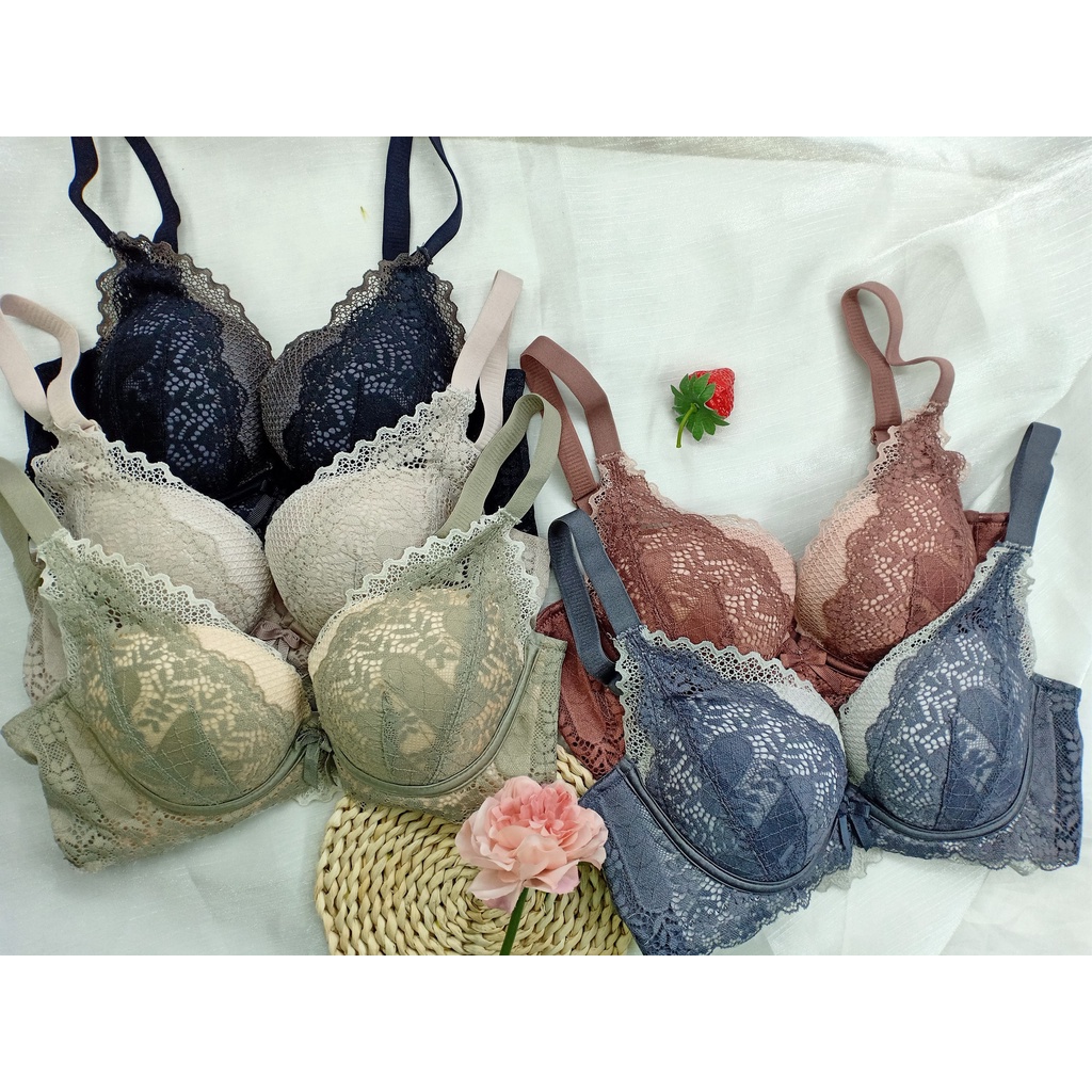 Áo Lót Nữ Không Gọng Cao Cấp, Áo Ngực Ren Mút Vừa E472 - Thương Hiệu 12H