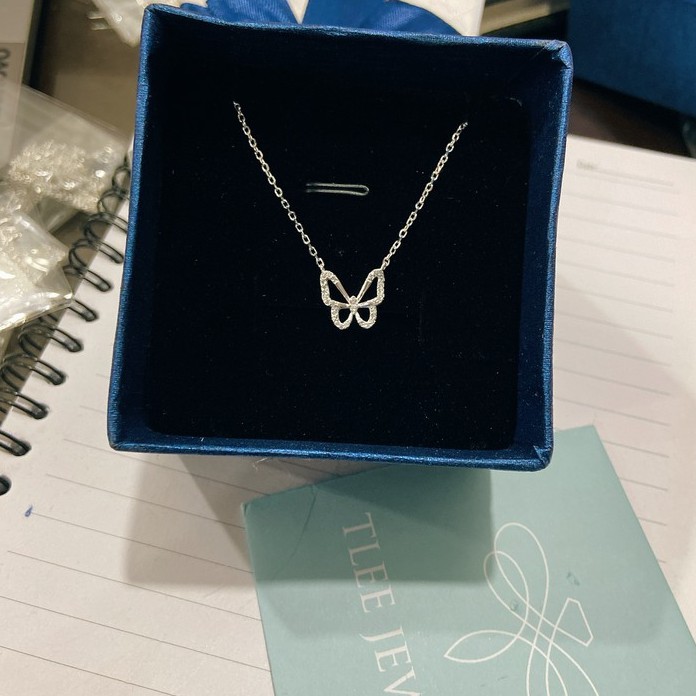 Dây chuyền bạc nữ TLEE mẫu hồ điệp cánh mỏng nạm đá nữ tính TLEE JEWELRY D0108 | BigBuy360 - bigbuy360.vn