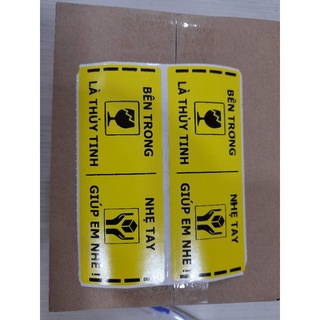 [Hỏa Tốc] ⚡ Combo 100 Tem Decal Dán Hàng Thủy Tinh Dễ Vỡ Xin Nhẹ Tay Kích Thước 10,3x4cm