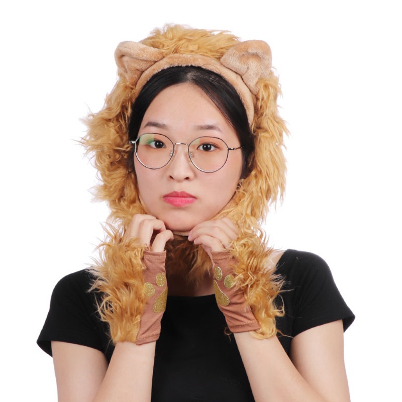 Dasbsug Trang Phục Halloween Sư Tử Sang Trọng Tai Đầu Đuôi Và Chân Bộ Sư Tử Không Ngón Trang Phục Cho Người Lớn Trẻ Em Halloween D