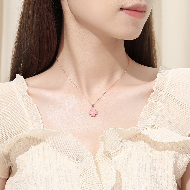 MIAOYA Vòng cổ Mặt Cỏ Bốn Lá Thời Trang Hàn Quốc Chất Lượng Cao Nhiều Màu Tùy Chọn Cho Nữ