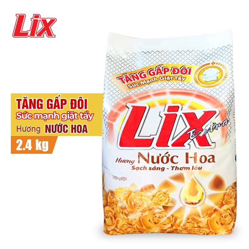 Ảnh Bột giặt Lix Extra hương nước hoa 2,4Kg EH030 tăng gấp đôi sức mạnh giúp quần áo sạch thơm lâu cho giặt tay và máy 1