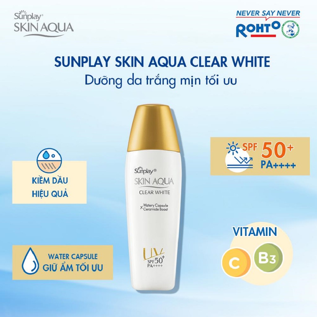 Ảnh Sữa Chống Nắng Hàng Ngày Dưỡng Trắng Cho Da Dầu Sunplay Skin Aqua Clear White SPF50 25g - 55g 4