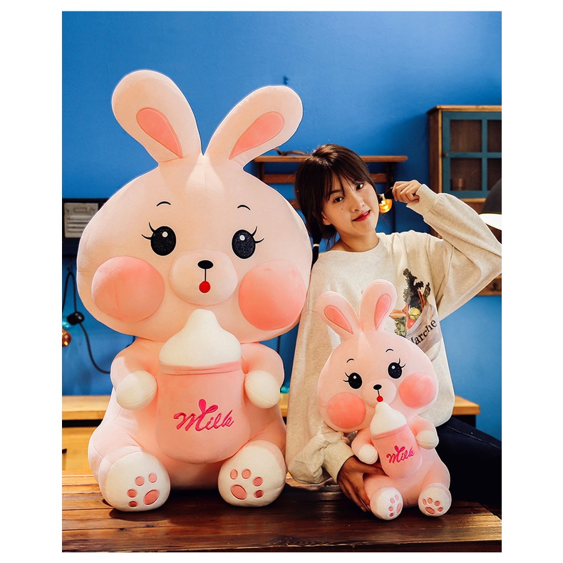 Gấu Bông Thỏ Ôm Bình Sữa Siêu To Thỏ Bông Bú Bình Hot Trend Siêu Cute Hàng Cao Cấp Mềm Mịn G34