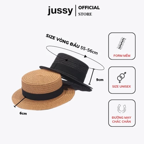 Mũ Cói Nữ Rộng Vành Đi Biển Boater JCB01 Jussy Official Chất Cói Vành Rộng Nhiều Màu Vintage