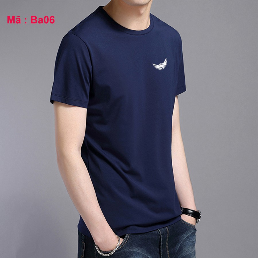 [hot] Áo thun nam cổ tròn màu xanh than made in bahada
