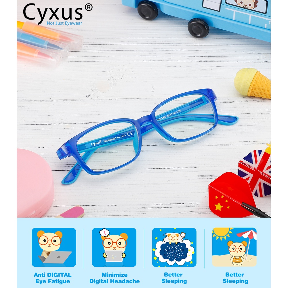 Cyxus Kính Chống Ánh Sáng Xanh Cho Trẻ Em Gọng Oval Lọc Tia UV Giảm Mỏi Mắt Học Tập Phù Hợp Bé 2-6 Tuổi 6009