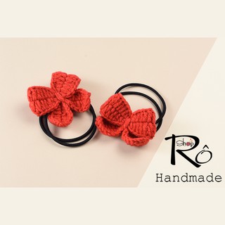 Cột tóc hình chiếc nơ bằng len cho nữ và bé gái 5.5cm |Dây buộc tóc Handmade phong cách thanh lịch |Shop Rô Handmade