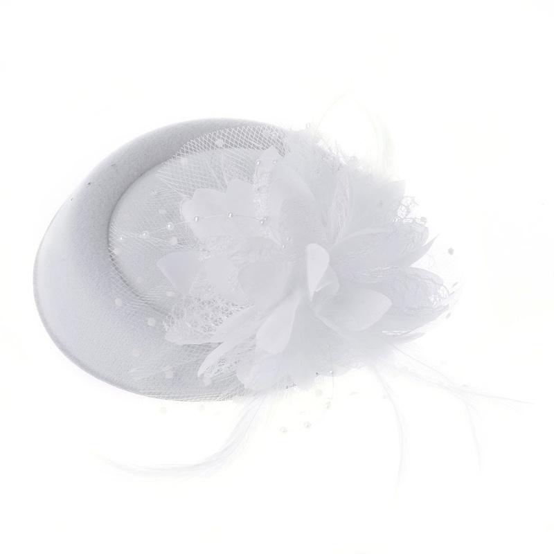 Fascinator Hats Headband Womens Feather Flower Brides Hair Accessories Wedding