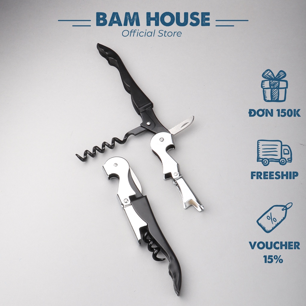 Dụng cụ khui ruou vang và khui bia inox nhỏ gọn Bam House cao cấp KM01 ...