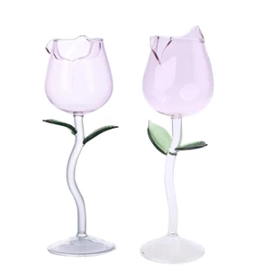 Ly thủy tinh uống rượu sâm banh hình hoa hồng cầm tay tiện dụng cho tiệc tùng