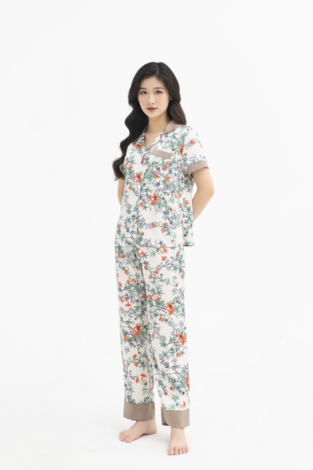 Mô tả Đồ Ngủ Pijama Lụa Satin Nhật Cao Cấp Cộc Tay JAPAN SILK Họa Tiết Sang Trọng - 9