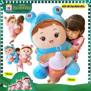 [HÀNG ĐỘC] GẤU BÔNG BÚP BÊ EM BÉ ÔM BÌNH SỮA SIÊU TO ÔM NGỦ - BÉ ẾCH ÔM BÌNH SỮA