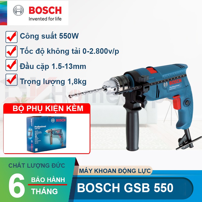 [Mã BMLTB200 giảm đến 100K đơn 499K] Máy khoan động lực Bosch GSB 550