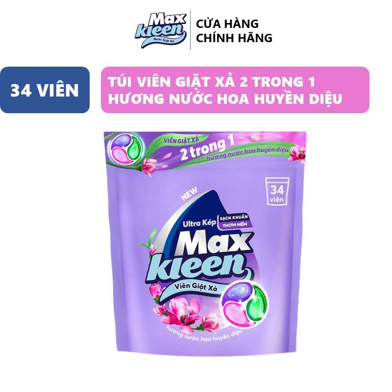 Ảnh Túi Viên Giặt Xả MaxKleen Hương Nước Hoa Huyền Diệu (34 Viên) 1
