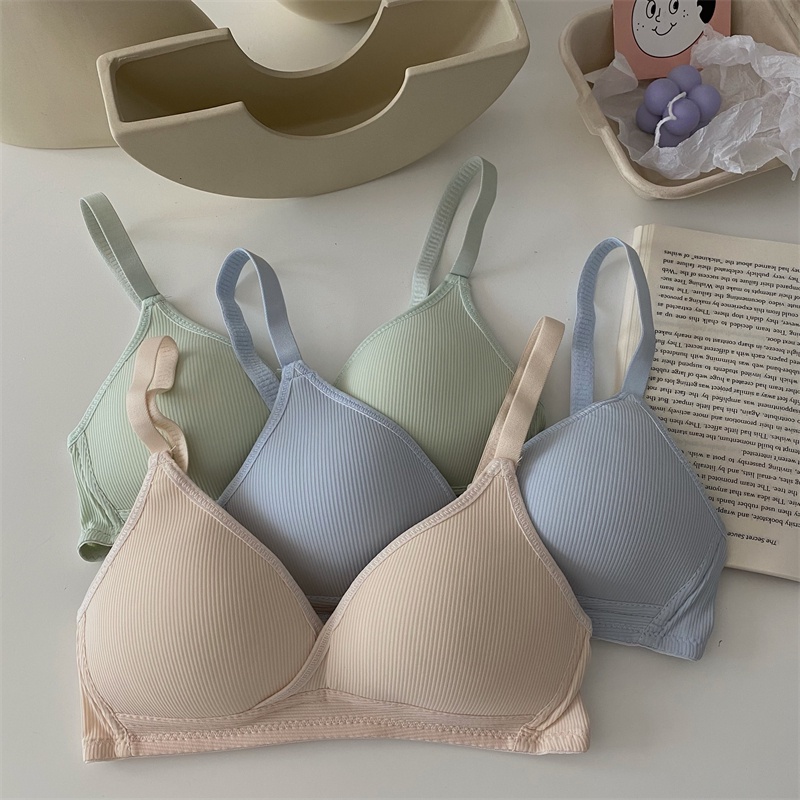 Áo Ngực Cotton Mềm Không Gọng Nâng Ngực Không Đường May Thoải Mái Chất Lượng Cao Cho Nữ