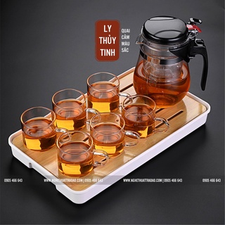 LY THỦY TINH NHỎ CÓ QUAI CẦM TRẮNG NÂU - DUNG TÍCH 100ML