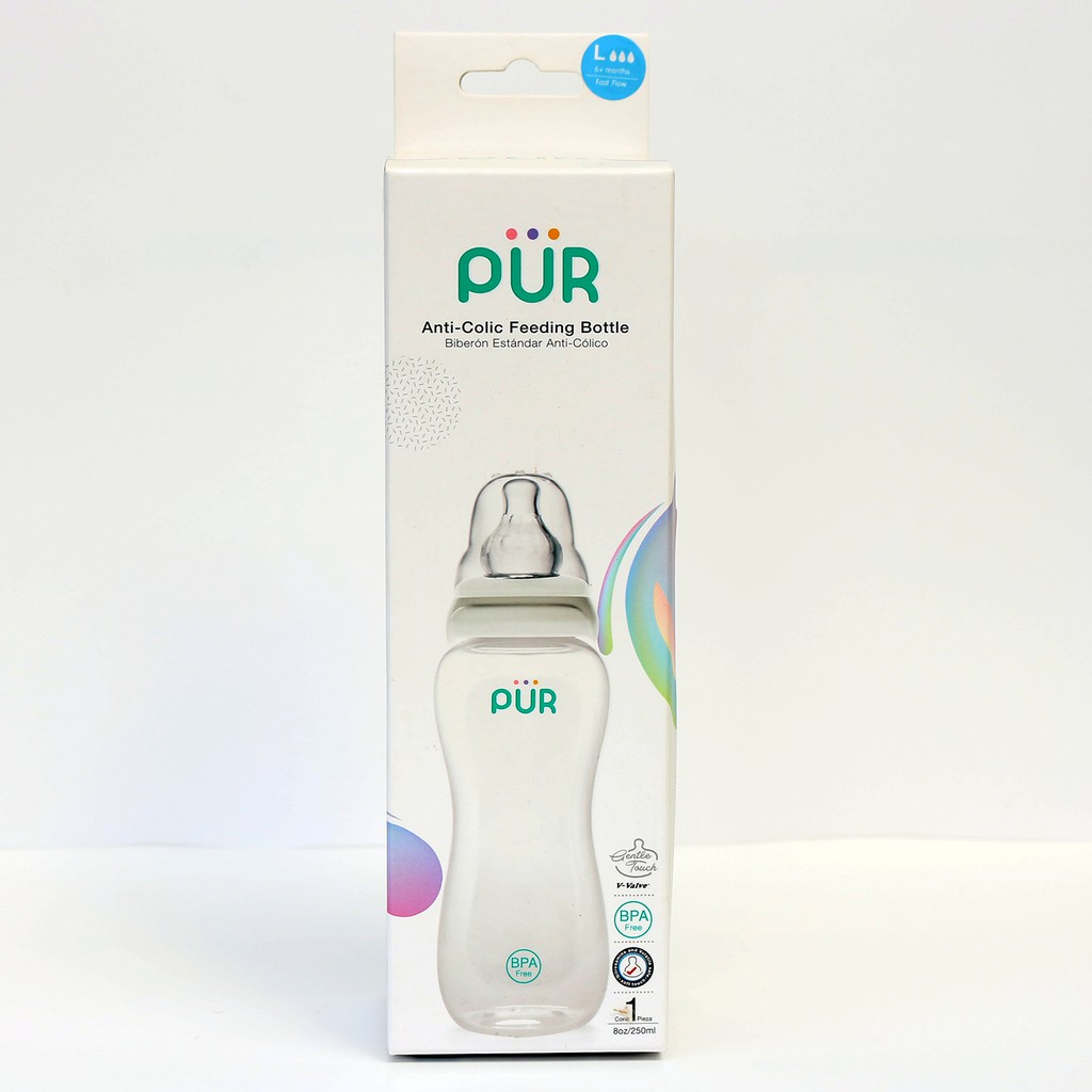 Ảnh Bình sữa cổ thường Pur - Comfort Feeder  (Anti-colic Feeding bottle) 250ml (có sẵn 1 núm L=F cho bé trên 6th trong bình) 2