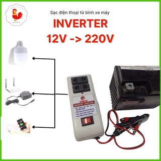 Bộ đổi nguồn 12v ra 220v sạc điện thoại và đèn led chiếu sáng