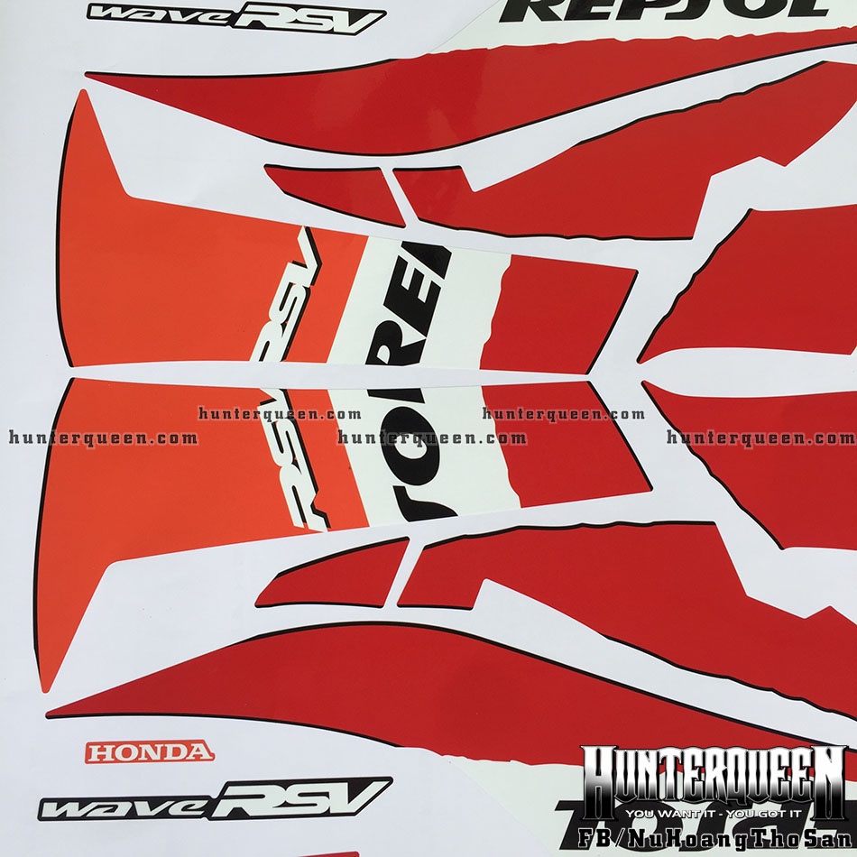 Tem rời dán xe WAVE RSX 2008 đỏ đen. Chất liệu decal cao cấp không bay màu