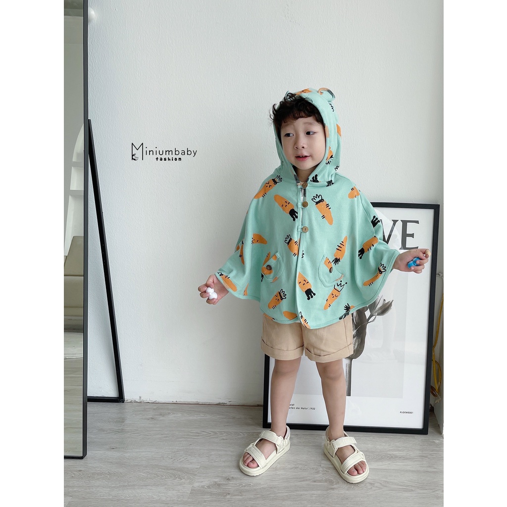 Áo khoác choàng chống nắng, giữ ấm kiểu cánh dơi cho bé trai, gái từ 0-6 tuổi Miniumbaby ACCD