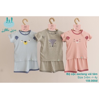 Bộ cộc vải tăm hình thú, tay Zaclang Littel Love - LiL mềm mát cho bé yêu