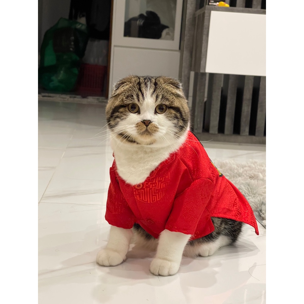 1-25kg áo dài Tết cho pets cưng, chó mèo vải gấm