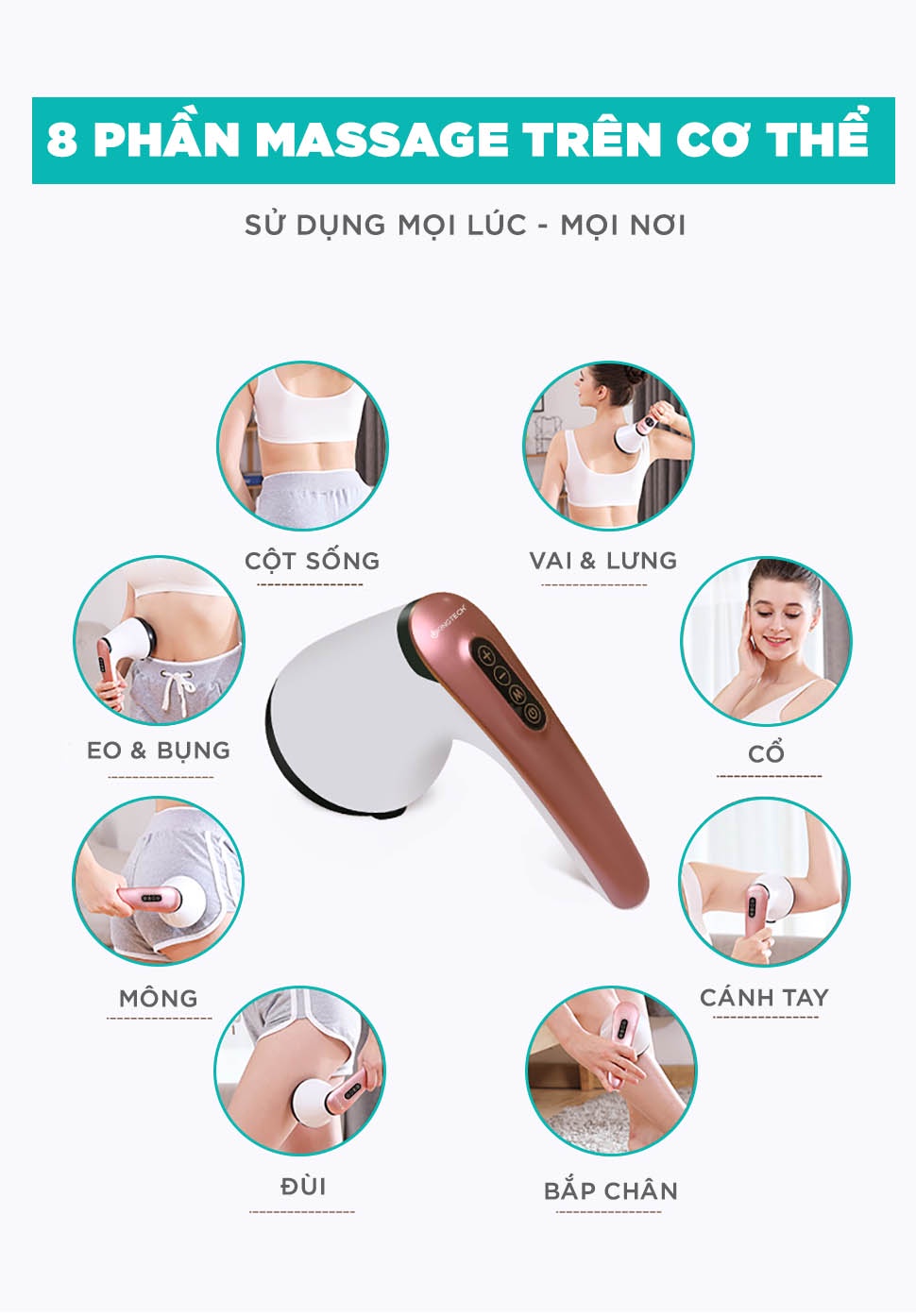 Mô tả Máy Massage Cầm Tay Dành Cho Chị Em KINGTECH YT-1803 - Mát Xa Toàn Thân Đa Năng, Chuyên Sâu Cho Eo Bụng, Cổ - Chính Hãng - 8