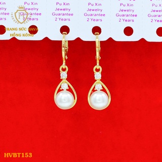 Bông Tai Nữ Titan, Khuyên Tai Dáng Dài Xi Mạ Vàng 24k Cao Cấp - Trang Sức Hava Hong Kong - HVBT153
