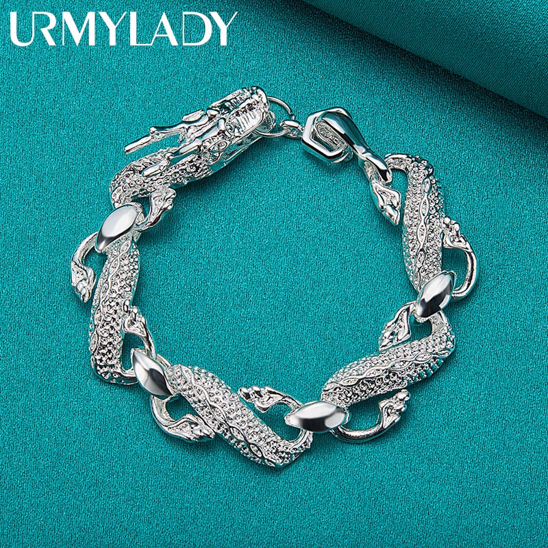 URMYLADY Bạc 925 Vòng Tay Rồng Vòng Tay Vòng Tay Cho Nam Nữ Trang Sức Lễ Kỷ Niệm Tiệc Quà Tặng Giáng Sinh