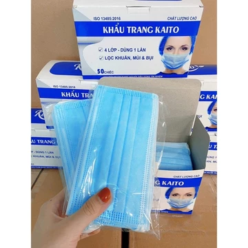 Hộp 50c khẩu trang 4 lớp cho người lớn, trẻ em - Khẩu trang y tế người lớn, trẻ em Kaito