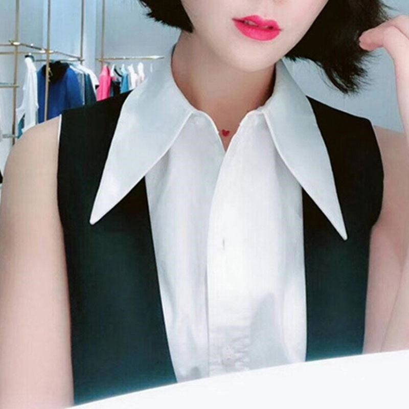 Cổ áo giả vải cotton có thể tháo rời thời trang thanh lịch cho nữ