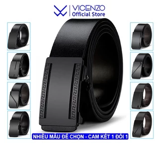 Thắt Lưng Nam Khóa Tự Động Da Mềm Vicenzo Cao Cấp Bền Đẹp Sang Trọng, Dây Thắt Lưng Nam Bản Nhỏ Có Bảo Hành