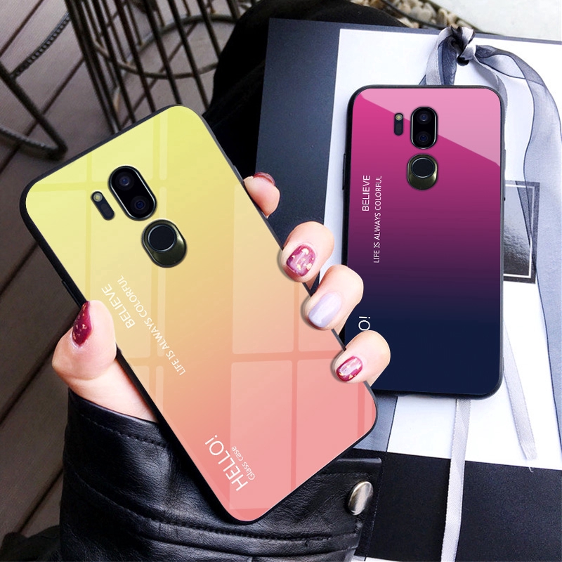 Ốp điện thoại tráng kính cường lực bóng thời trang cho for LG G7