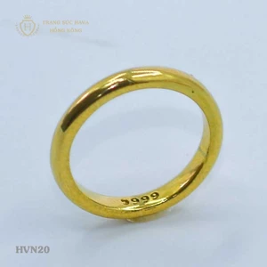 Nhẫn Nữ Nam Cưới Cổ Điển Khắc Số 9999 Xi Mạ Vàng Non Cao Cấp - Trang Sức Hava Hong Kong - HVN20