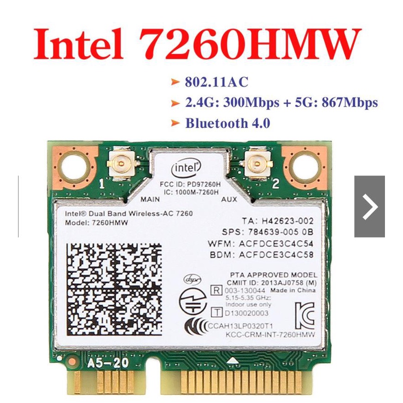Sing-Carte réseau Wi‑Fi Carte réseau sans fil double bande 7265HMW 80211AC Mini adaptateur PCI‑E
