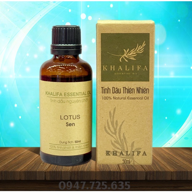 Tinh Dầu Hoa Sen Nguyên Chất Khalifa 50ml Tốt Cho Da Giảm Stress Khử Mùi Chống Say Xe Hàng Chính Hãng