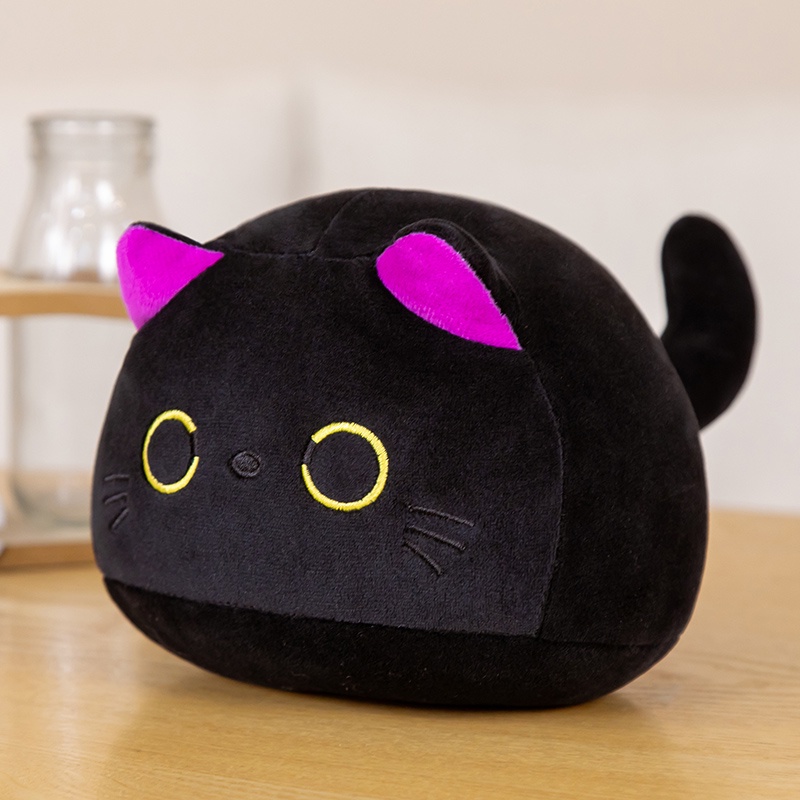 Rytanda Black Cat Plush Toys Búp bê nhồi bông hình mèo gối ôm dài trang trí phòng ngủ làm quà tặng sinh nhật cho trẻ em