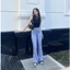 Quần Jeans Loe màu xanh Rách Xước Nhẹ Lưng Cao Tôn Dáng Shop YuRi