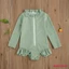 Mg-baby Bé Gái Dài Tay Một Mảnh Đồ Bơi, Màu Trơn Ruffle Dây Kéo Rash Guard Đồ Bơi Bộ Đồ Tắm
